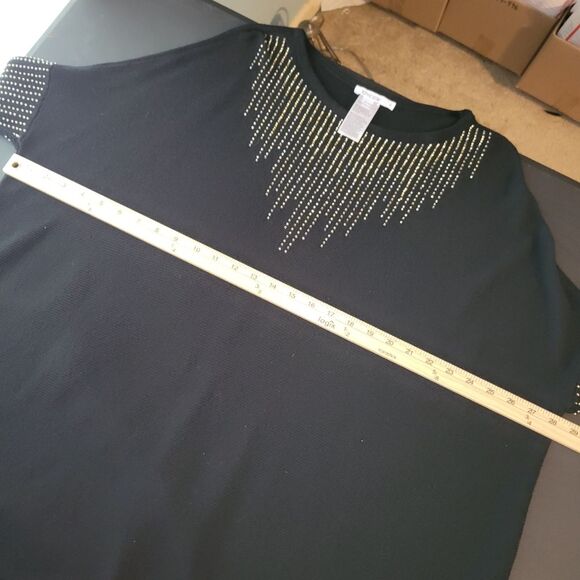 Chicos Black Gold Beaded Cashmere Blend Sweater S/M - Picture 11 of 13